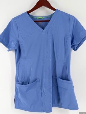 healing hands Women’s V-Neck Scrub Top in Ceil Blue